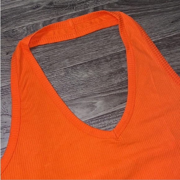 Plus Size Orange Ribbed Halter Top - Picture 10 of 12